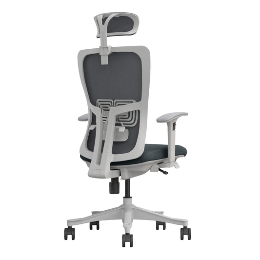 Dark grey ergonomic office chair Libra rear angle view