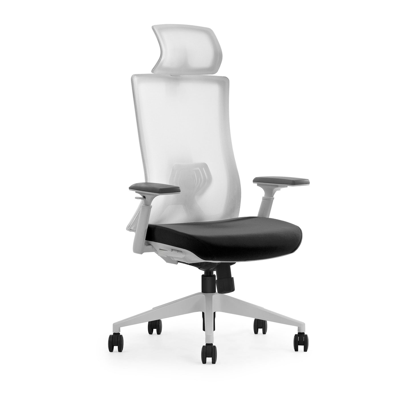 White and black ergonomic office chair Quartz angle view