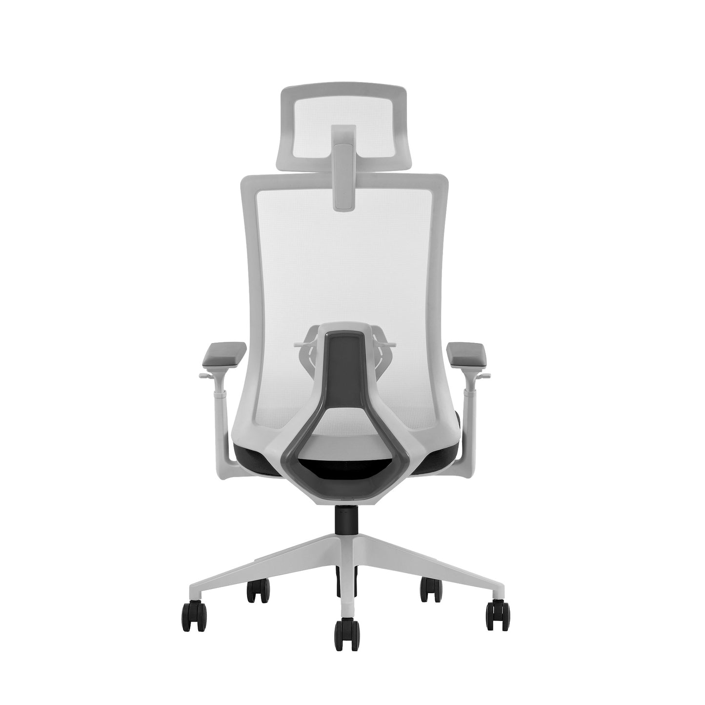 White office chair Quartz lumbar support rear view