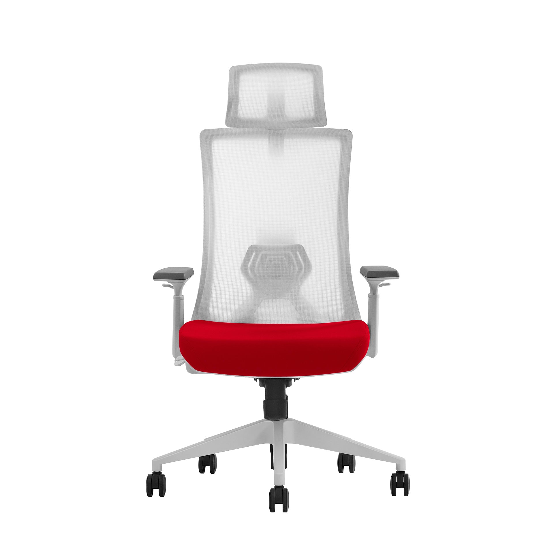 Red and white office chair Quartz facing front