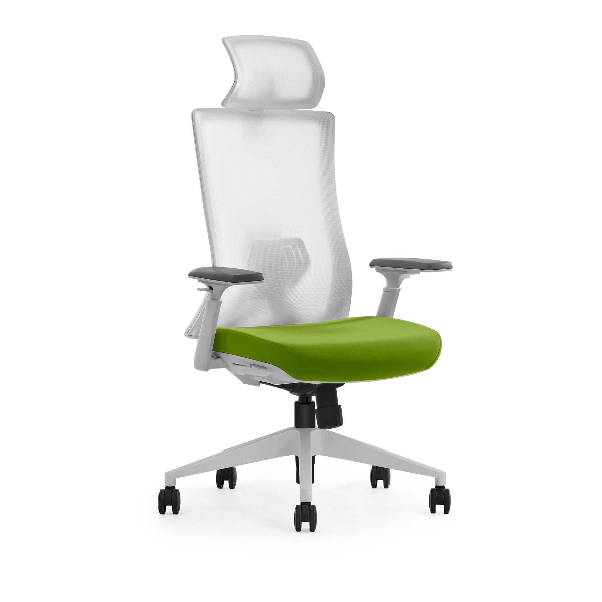 White and green office chair Quartz angle view