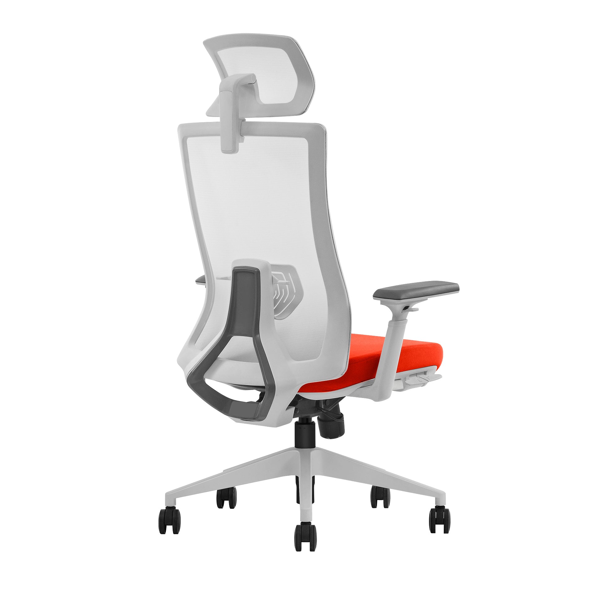 White orange ergonomic office chair Quartz rear angle