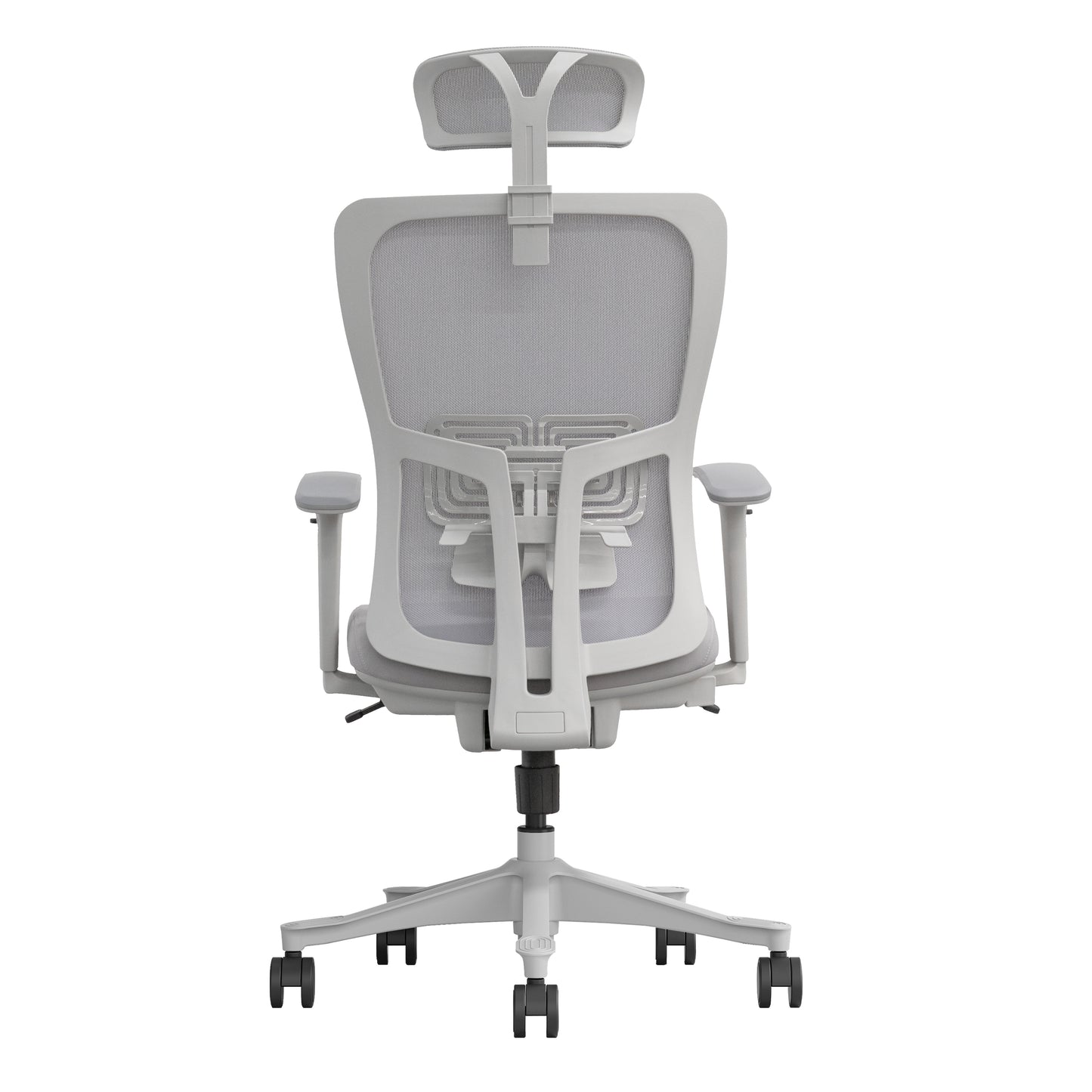 Grey ergonomic office chair Libra with lumbar support rear view