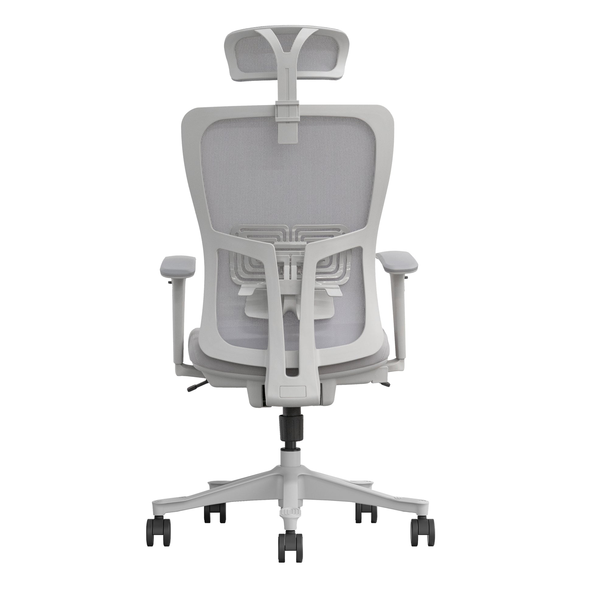 Grey ergonomic office chair Libra with lumbar support rear view