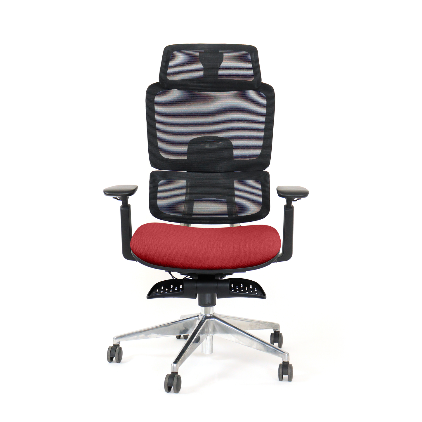 Red ergonomic office chair Triton facing forward