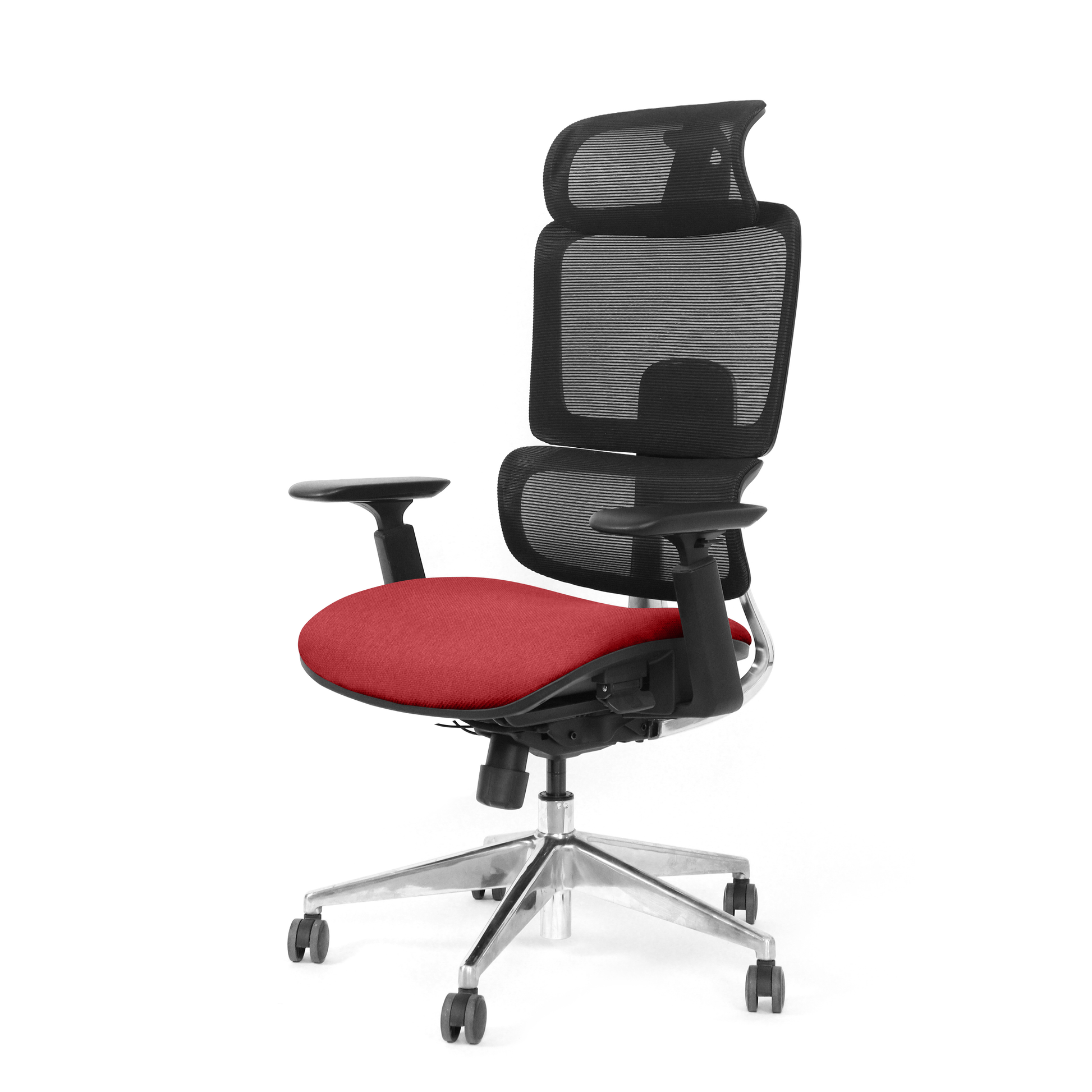 red ergonomic office chair Triton angle view