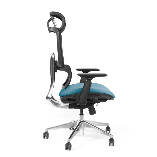 Blue ergonomic office chair Triton side view
